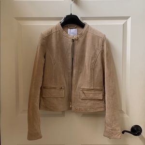 MNG Mango genuine leather beige jacket NWT